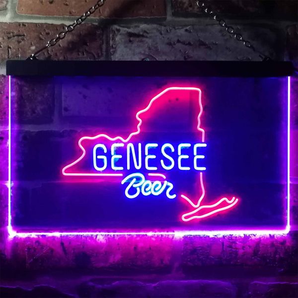 Genesee Beer Map Dual LED Neon Light Sign - Click Image to Close